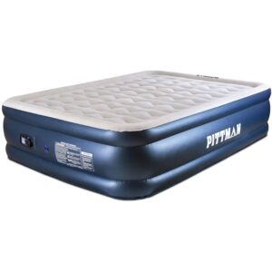 Photo of Pittman PPI-DELUXE inflatable mattress tan top and blue sides with built in air pump