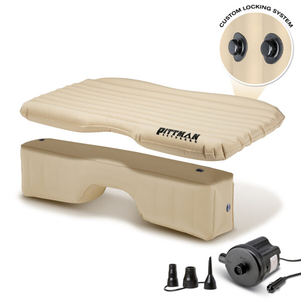 Photo showing Pittman PPI-TAN-Trkmat Backseat Mattress with portable pump close up and valves close up
